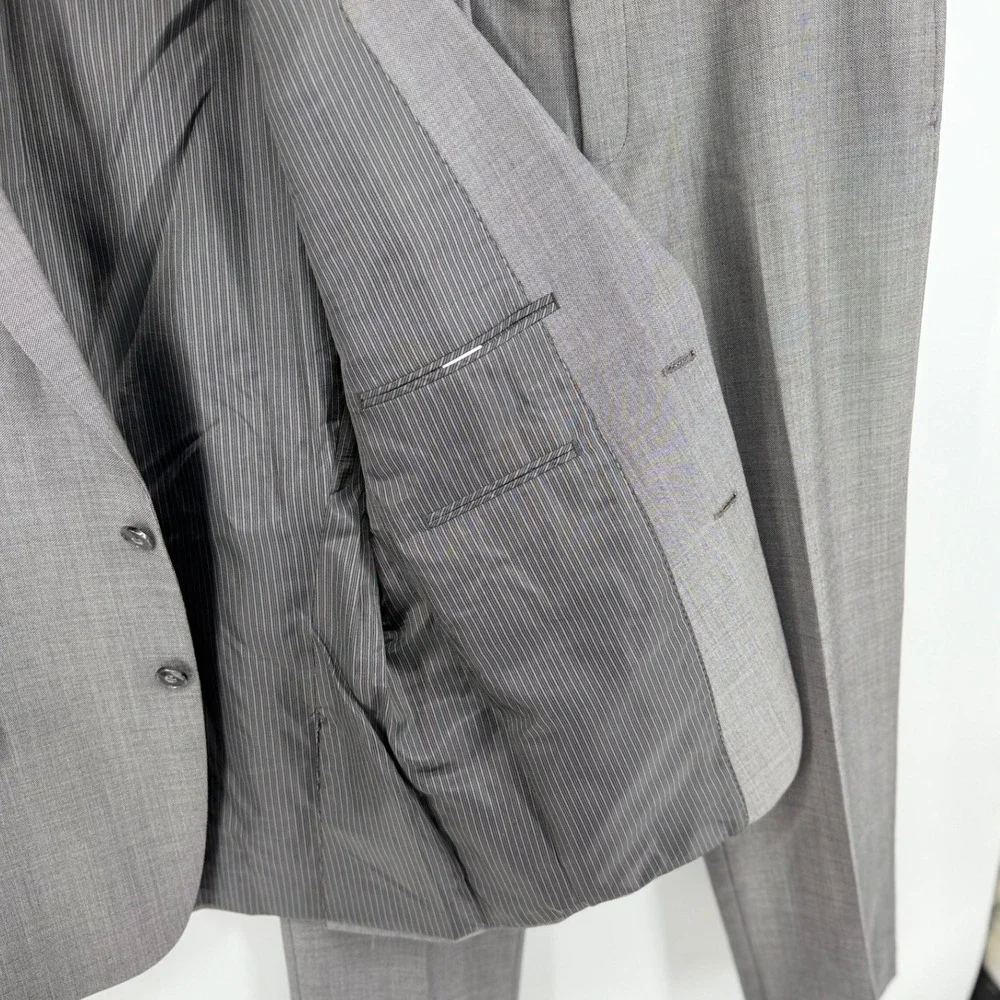 Calvin Klein Mens Slim Fit Grey 100% Wool 2 Piece Suit 38S 32W x 28L